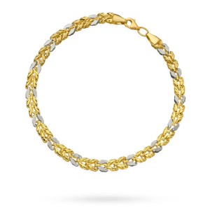 Gold bracelet braided in two colors of gold
