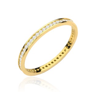 Pierścionek złoty jednorzędówka wysadzana cyrkoniami