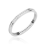 Pierścionek złoty jednorzędówka wysadzana cyrkoniami - białe złoto