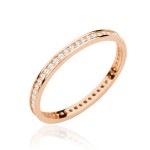 Pierścionek złoty jednorzędówka wysadzana cyrkoniami - różowe złoto