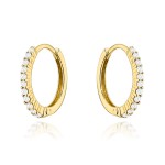 Kolczyki złote kółeczka i rząd cyrkonii