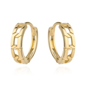 Gold braided circle earrings on creole