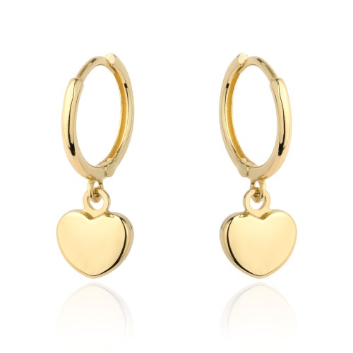 Kolczyki złote serce zawieszone na kółku