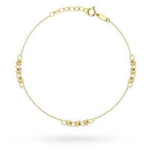 Bransoletka złota z diamentowanymi i gładkimi serduszkami