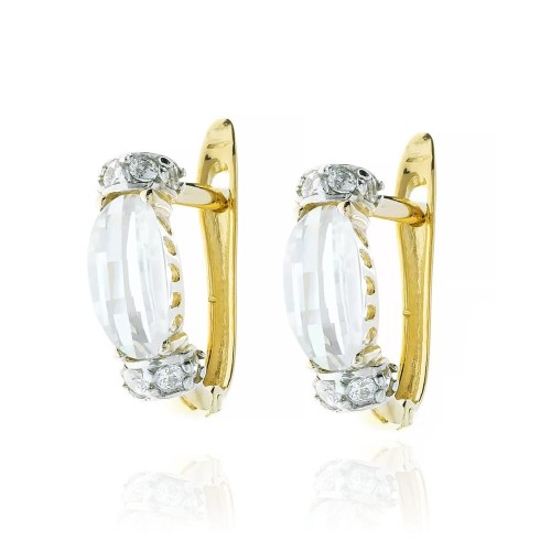 ZŁOTE KOLCZYKI duży kamień Carskie