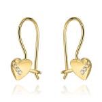 Kolczyki złote serduszka z cyrkoniami na biglu