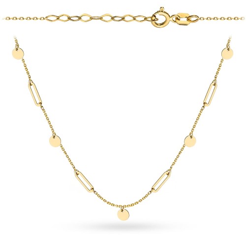 Naszyjnik złoty ogniwa i pełne kółka