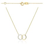 Gold necklace with intertwined circles and zircons