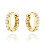 Kolczyki złote kółeczka z cyrkoniami na kreolu
