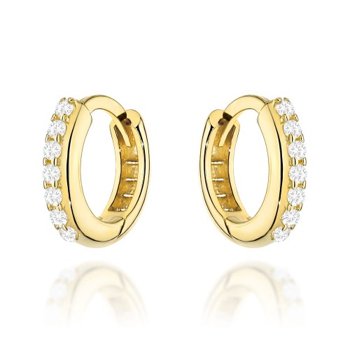 Kolczyki złote kółeczka z cyrkoniami na kreolu