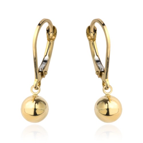 Kolczyki złota gładka kulka na angielskim zapięciu