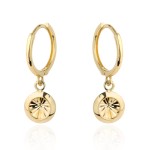 Kolczyki złote wiszące kółko z diamentowaniem