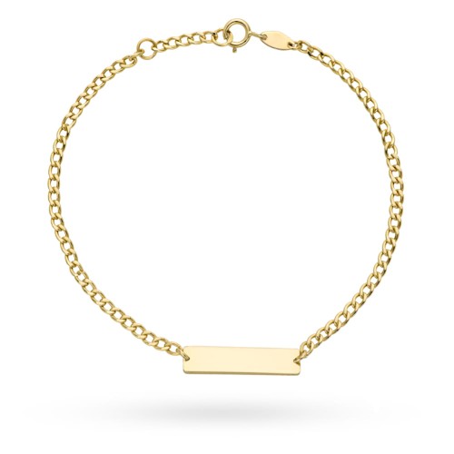 Bransoletka złoty prostokąt pod grawer na łańcuchu- 17 cm + 1,5 cm przedłużka