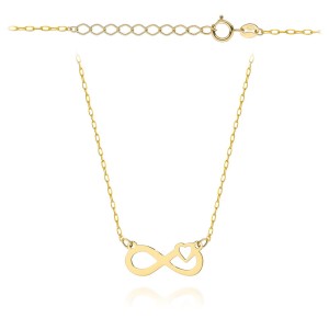 Naszyjnik złoty znak nieskończoności z serduszkiem pr. 585