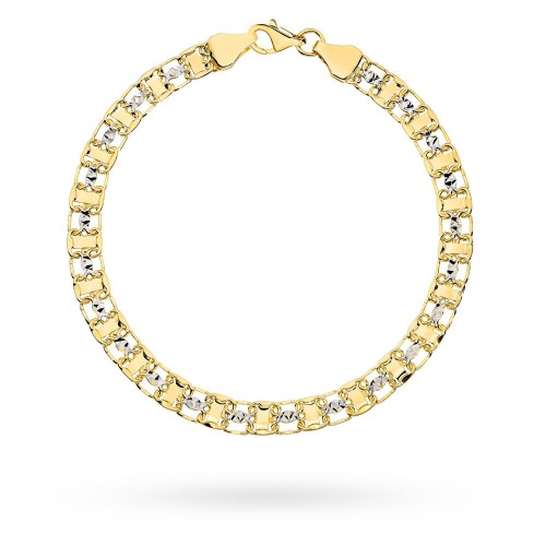 Bransoletka złota z kolekcji "PIATTO" w dwóch kolorach złota zdobiona diamentowaniem