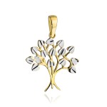Gold pendant with a diamond tree of happiness in two colors of gold