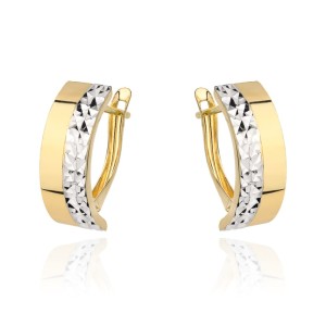 Kolczyki złote zdobione białym złotem i diamentowaniem