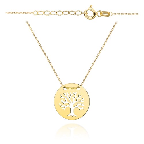 Naszyjnik złoty drzewko szczęścia w kółku