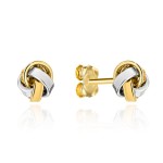 Kolczyki złote supełki nowoczesne rodowane