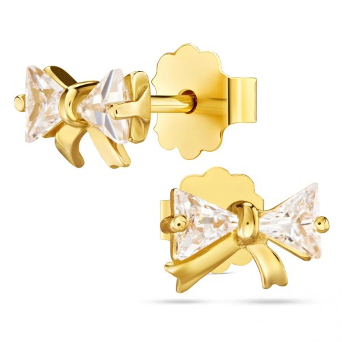 Złote kolczyki 333 kokardki cyrkonie
