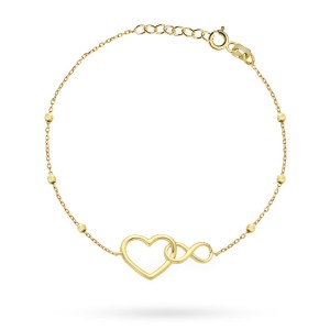 Gold heart and infinity bracelet with balls