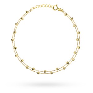 Gold bracelet with diamond balls on a double chain