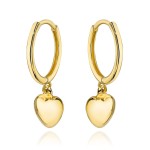Kolczyki złote serce zawieszone na kółeczku