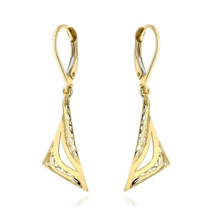 Kolczyki złote trójkąty i ażur