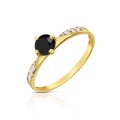 Zaręczynowy pierścionek złoty z czarnym kamieniem
