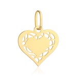 Zawieszka złota dwa serca i wzór pomiędzy