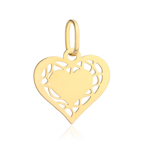 Zawieszka złota dwa serca i wzór pomiędzy