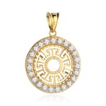 Zawieszka złote azteckie ażurowe koło i cyrkonie