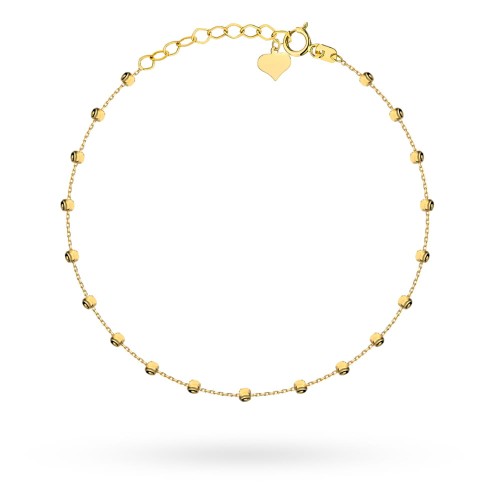 Bransoletka złota z diamentowanymi kuleczkami i serce