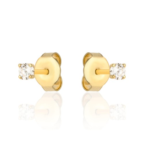 Kolczyki złote centralna biała cyrkonia