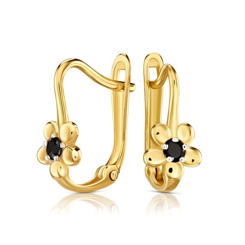 Złote kolczyki Flowers czarne