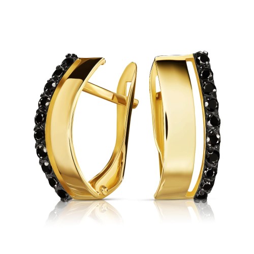 Złote kolczyki Lana czarne kamienie