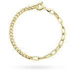 Gold bracelet with long links, chain and ring