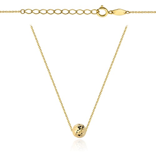Naszyjnik z diamentowaną złotą kuleczką super lekki 45 cm pr. 585