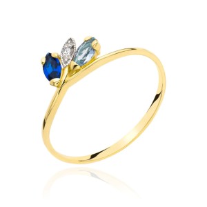 Złoty pierścionek błękitno - szafirowy pr. 333 1.1294n
