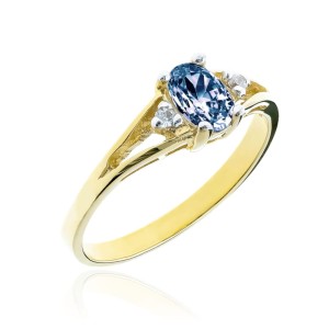Złoty pierścionek z  błękitną markizą pr. 333 2.1249aa
