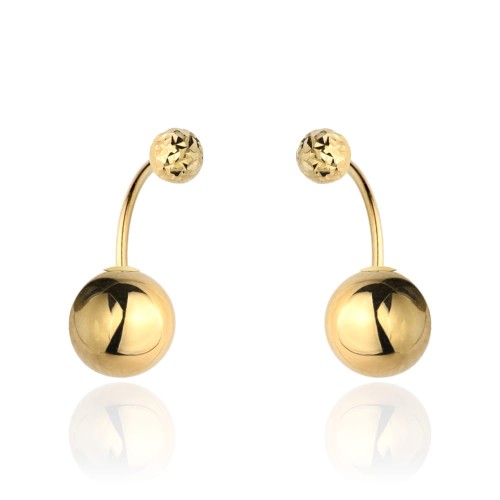 Kolczyki złote dioro z jedną diamentowaną kulką