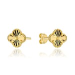 Kolczyki złote diamentowana koniczynka 9 mm