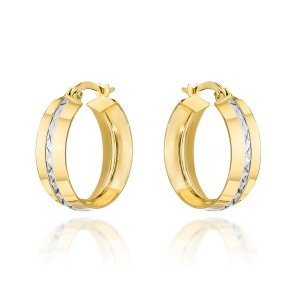 Kolczyki złote kółka w dwóch kolorach złota na angielskim zapięciu