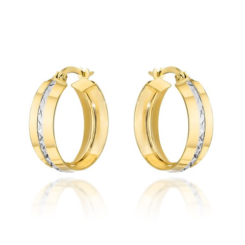 Kolczyki złote kółka w dwóch kolorach złota na angielskim zapięciu