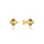 Kolczyki złote diamentowana koniczynka 6 mm pr. 585