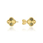 Kolczyki złote diamentowana koniczynka 8 mm