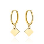 Kolczyki złote kółeczko z wiszącym rombem