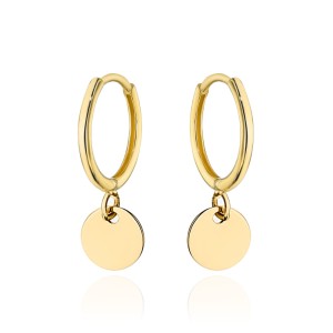 Kolczyki złote kółeczko z wiszącym pełnym kołem