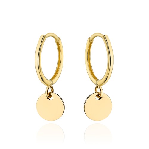 Kolczyki złote kółeczko z wiszącym pełnym kołem