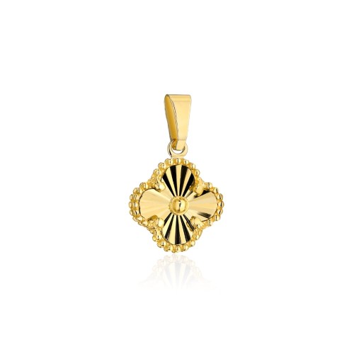 Zawieszka złota diamentowana koniczynka 6 mm pr. 585